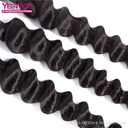 Yeswigs Mink Peruvian Raw Virgin Hair Bundles Loose Deep 100% Unprocessed Virgin Human Hair Cuticle Aligned Extension Loose Deep